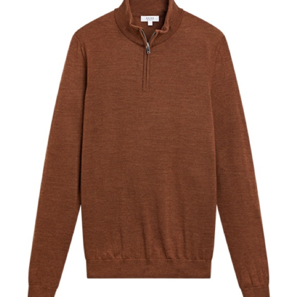 Reiss blackhall funnel neck quarter zip front merino wool sweater jumper small